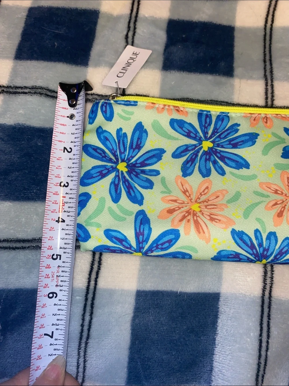 Clinique Floral Zip Pouch in Yellow, Blue & Orange